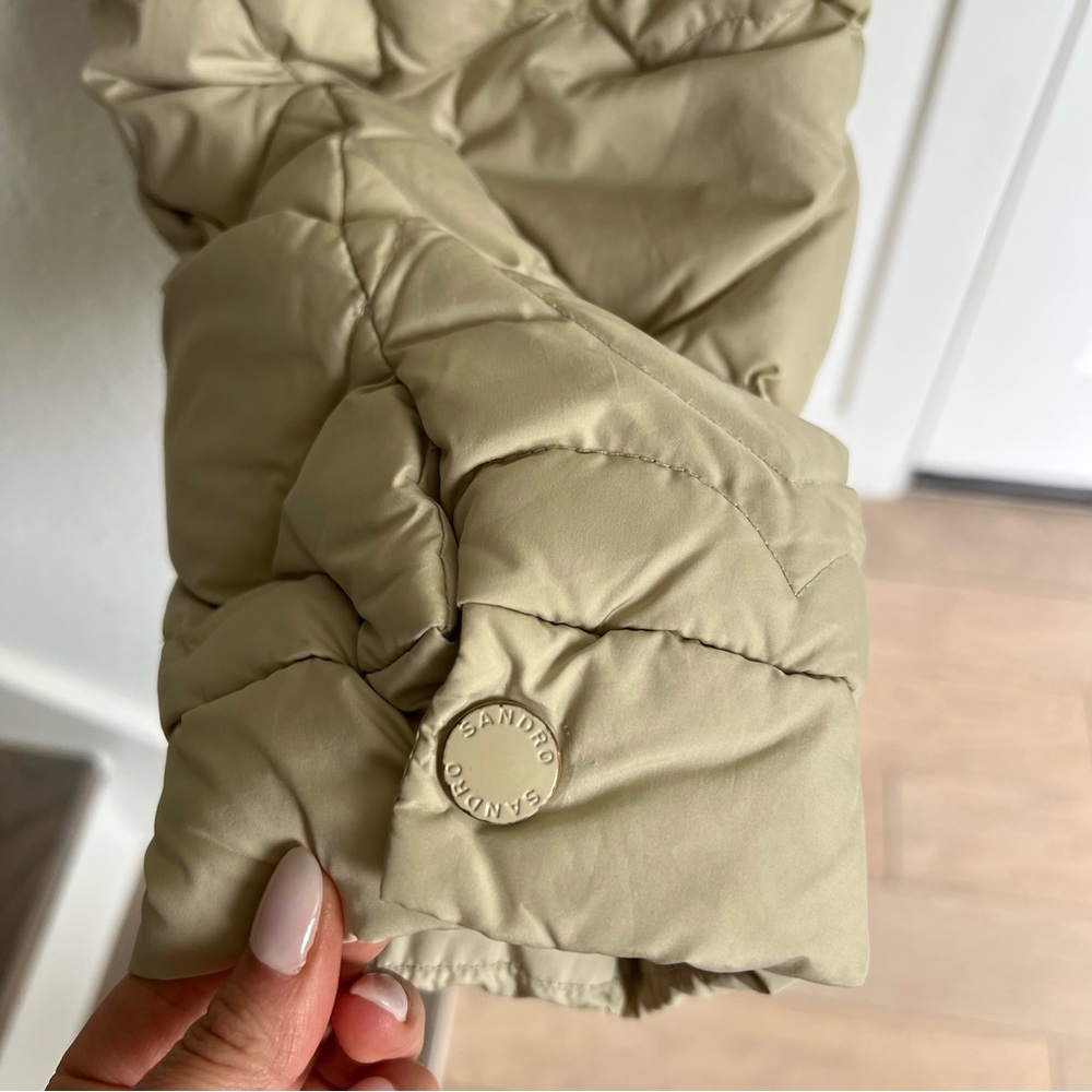 Sandro Gloriana Heart Quilted Jacket in Tan - Picture 7 of 13